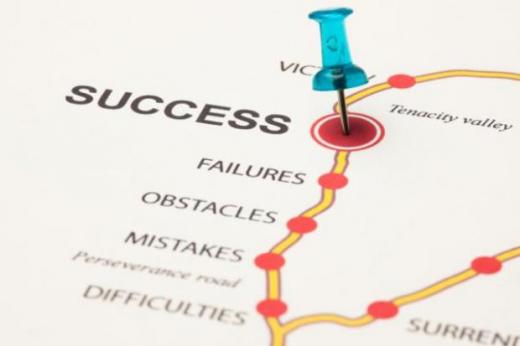 a pin stuck in a map saying success
