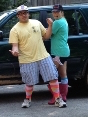 TWo male students  wearing colorful socks