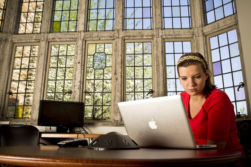 a student at a computer