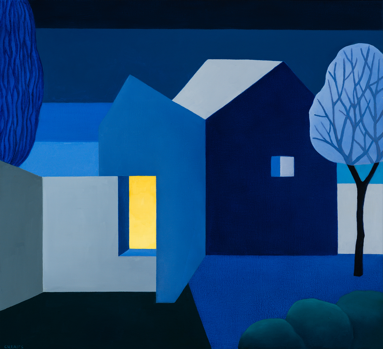 an abstract painting of a house