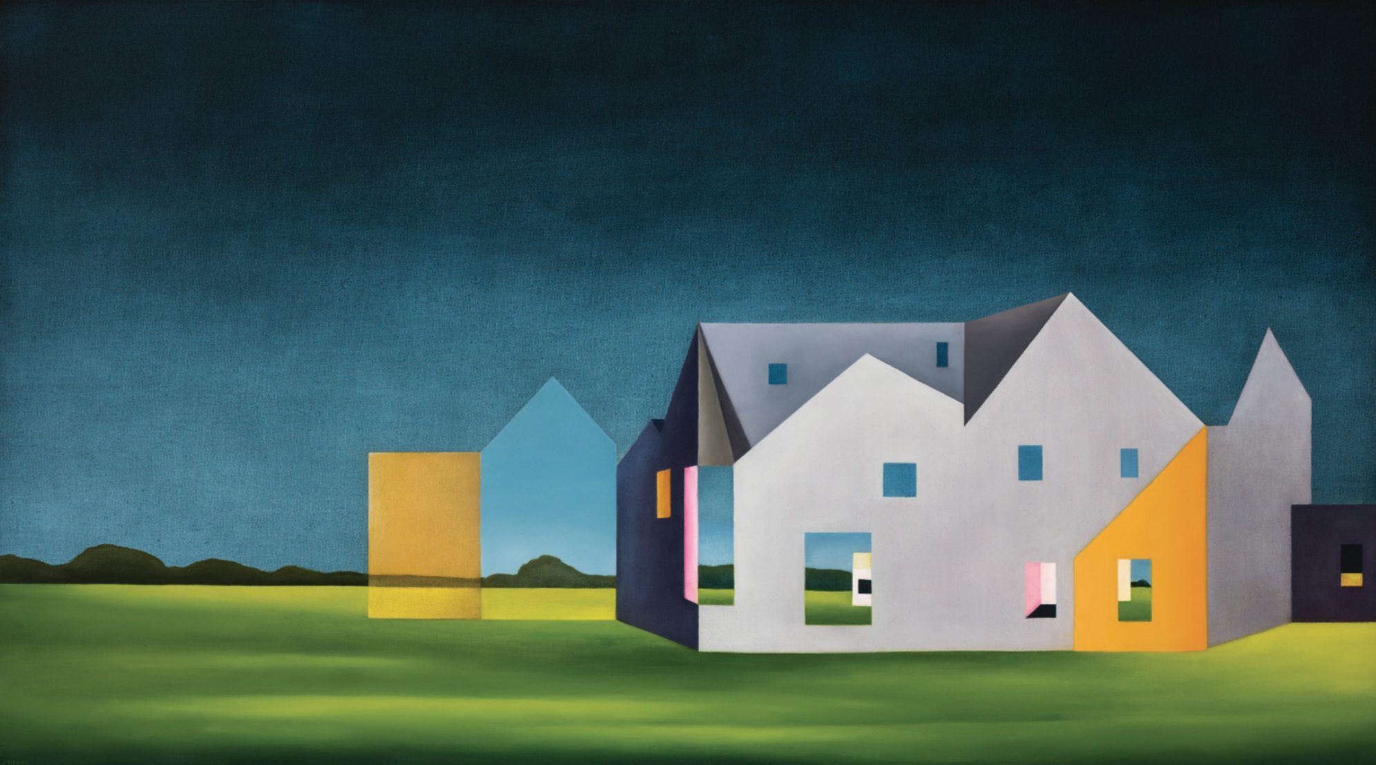 painting of a house in block forms