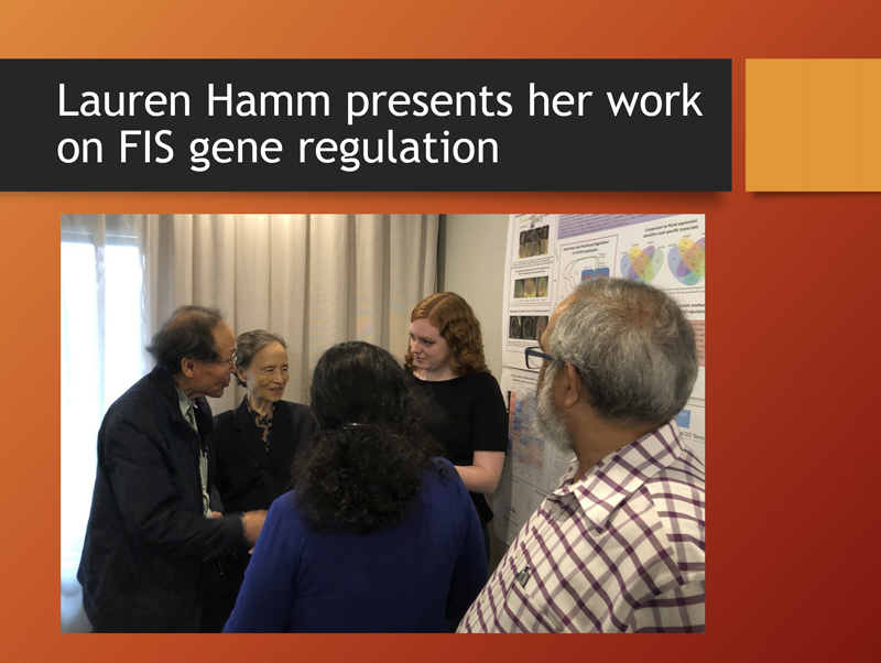 a student present her work on FIS gene regulation