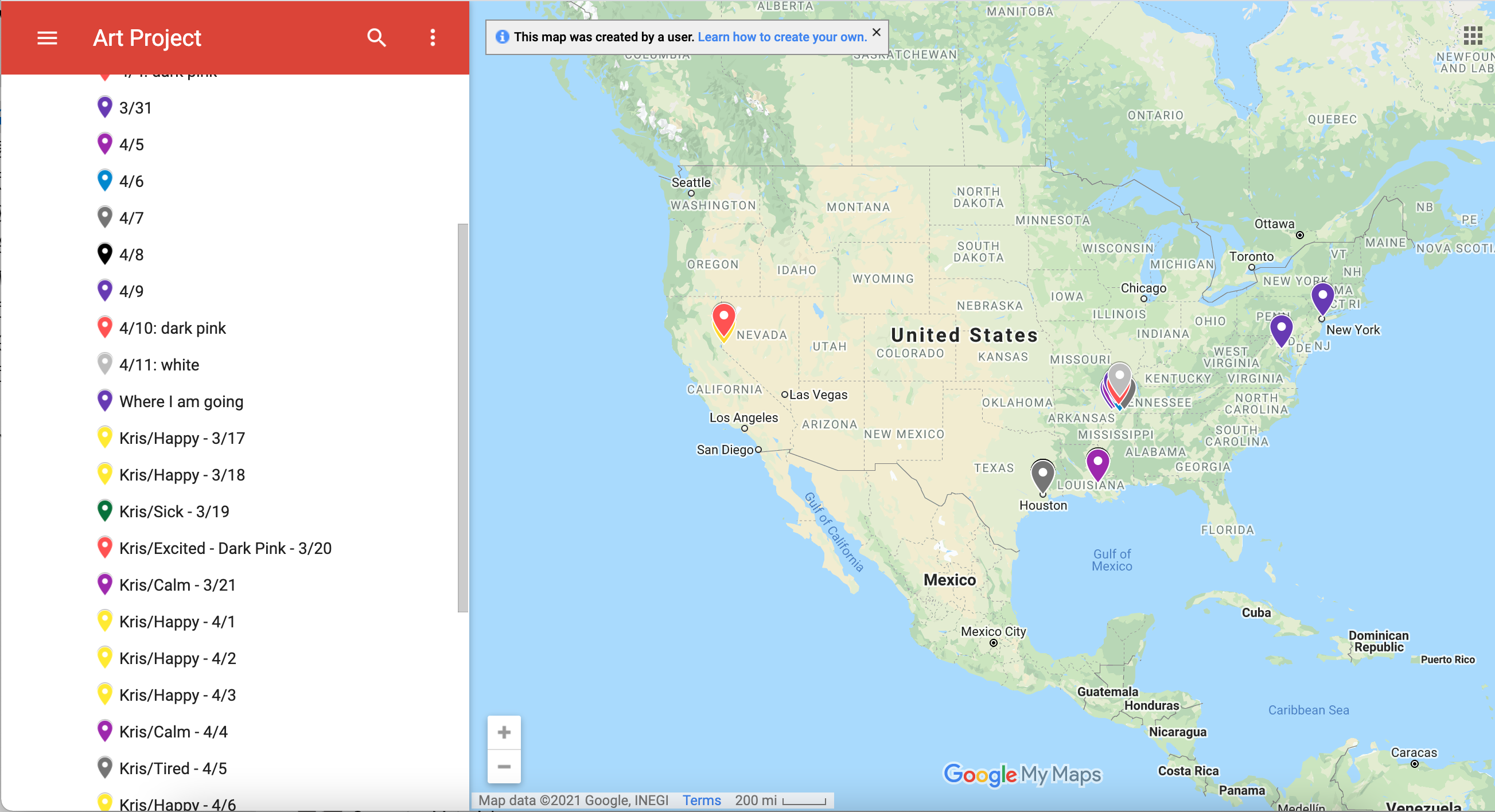 a Google map of the United States