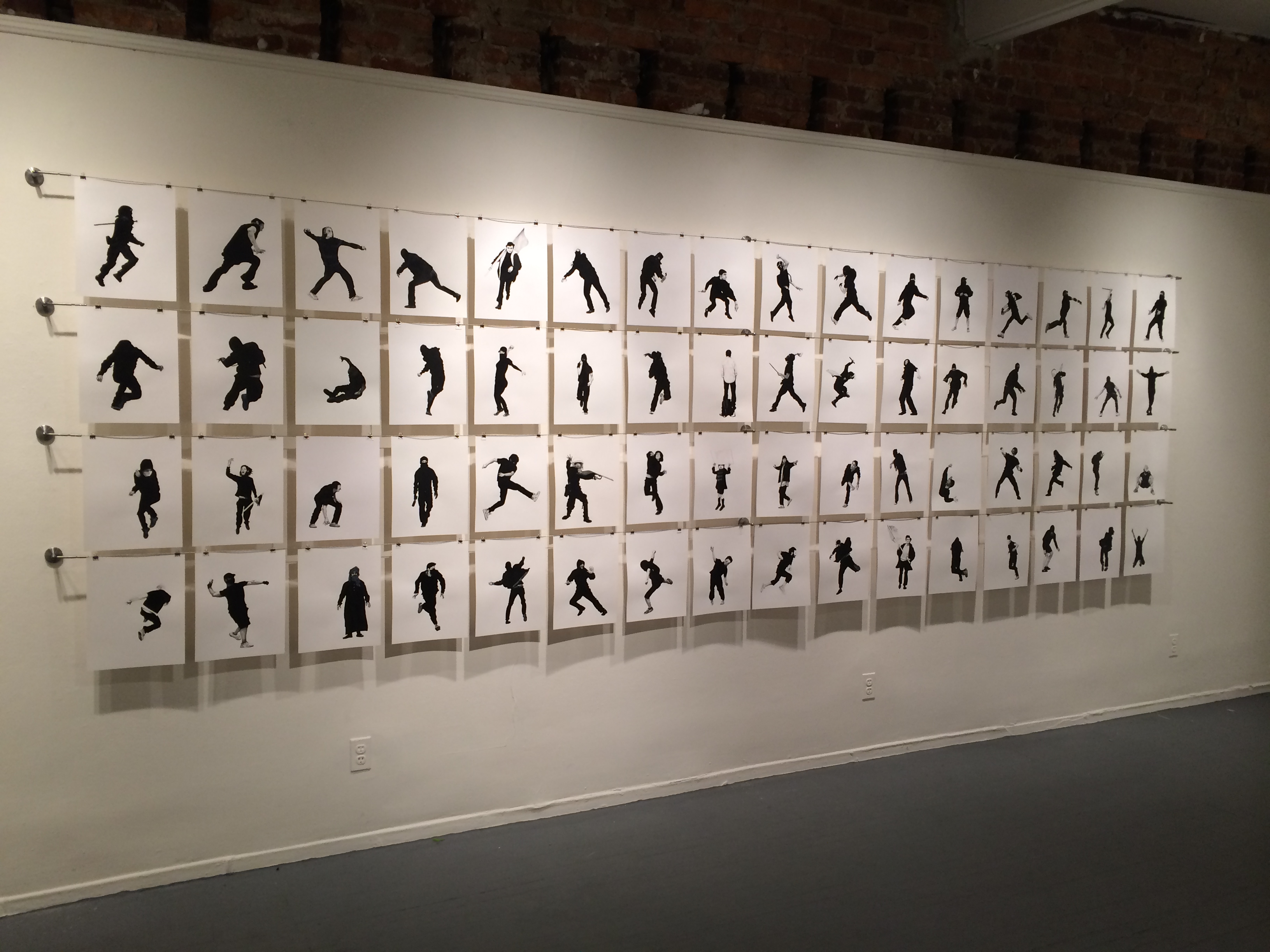 60 individual drawing of figures in black on white backgrounds