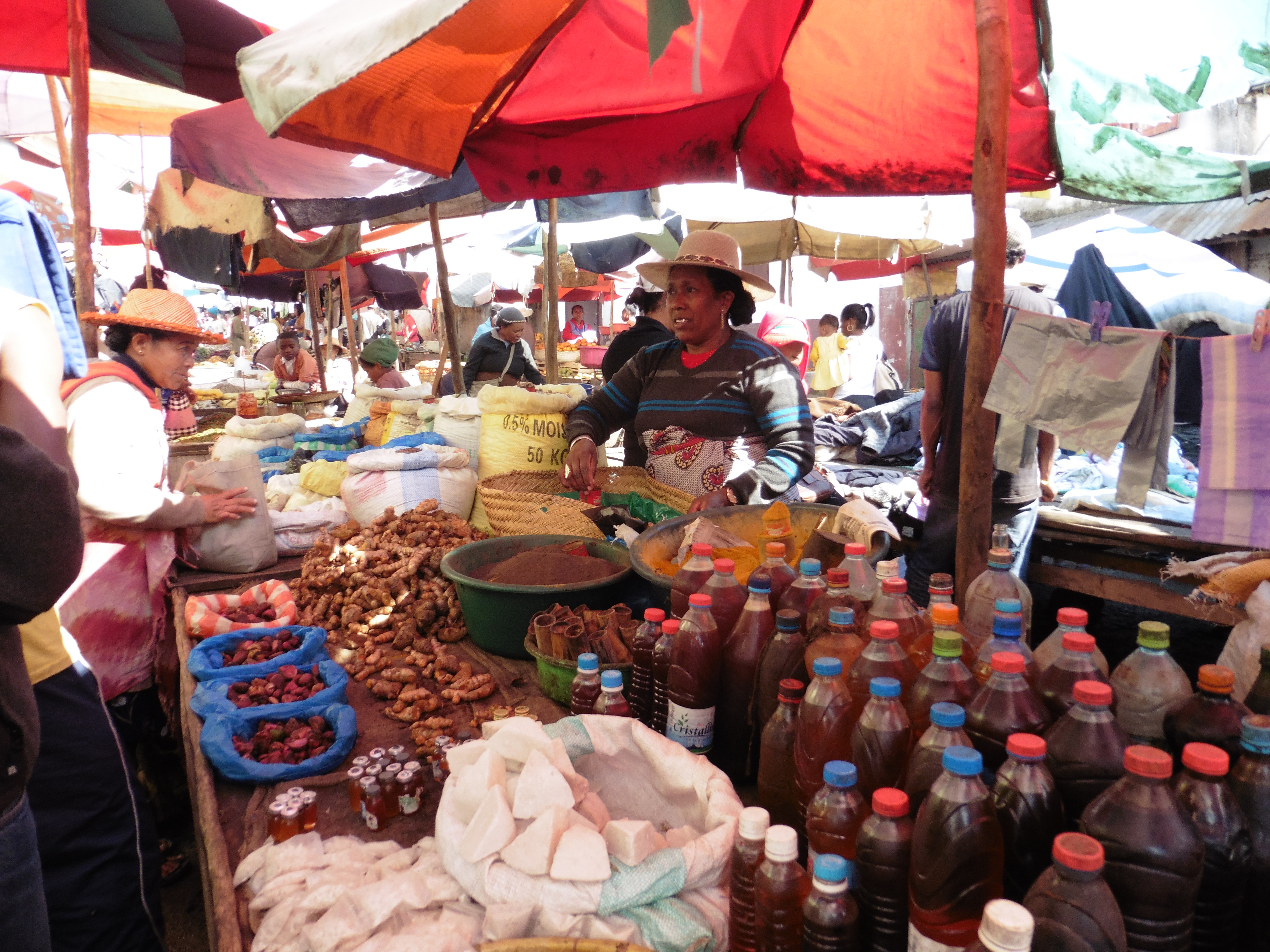 A street market in the afternoon. 