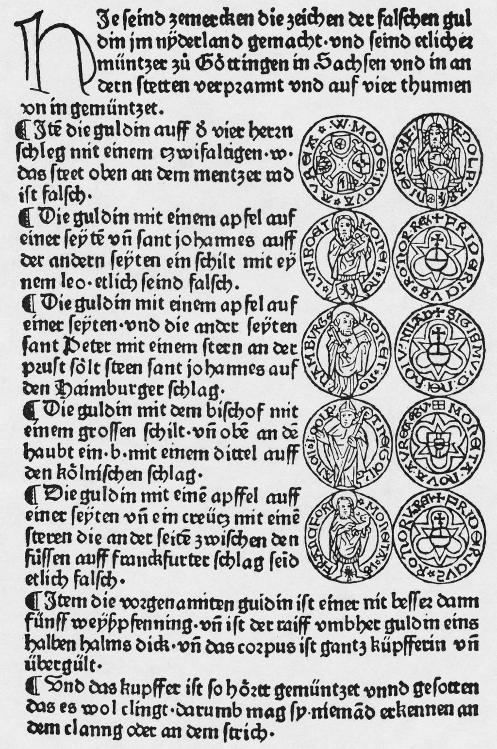 German manuscript of counterfeit coins