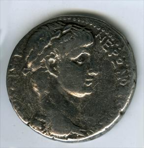 Obverse: laureate head (Nero) wearing aegis on the obverse and an inscription