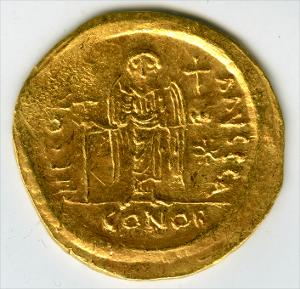 Gold Justinian coin