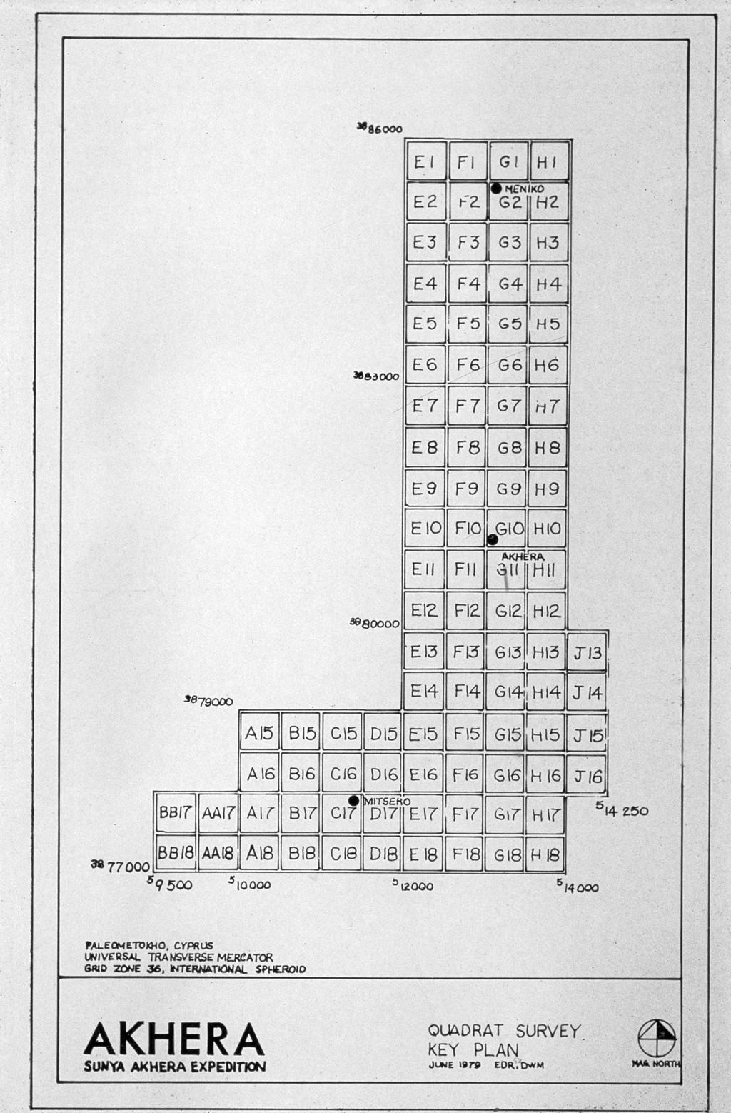 A Quadrant Grid Survey grid of Akhera, Cyprus (Bryn Mawr 1982).