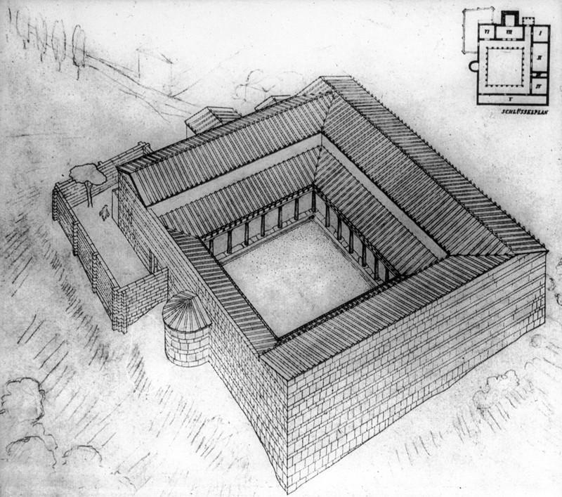 Recreation of the Heroon at Kalydon Artist's rendering of the Heroon at Kalydon, attributable to the Danish-Greek excavation team that uncovered the heroon from 1926 to 1934 (Dyggve et al. 1934)