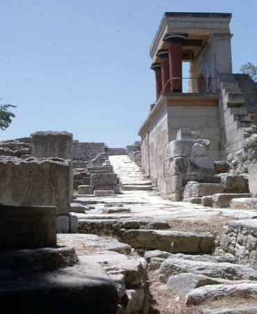 Side profile of the Palace of Knossos