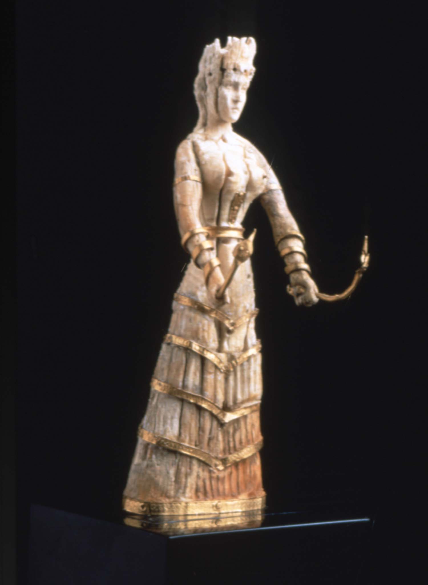 Sackett Slide 254 Minoan Ivory and Gold Snake Goddess Sculpture
