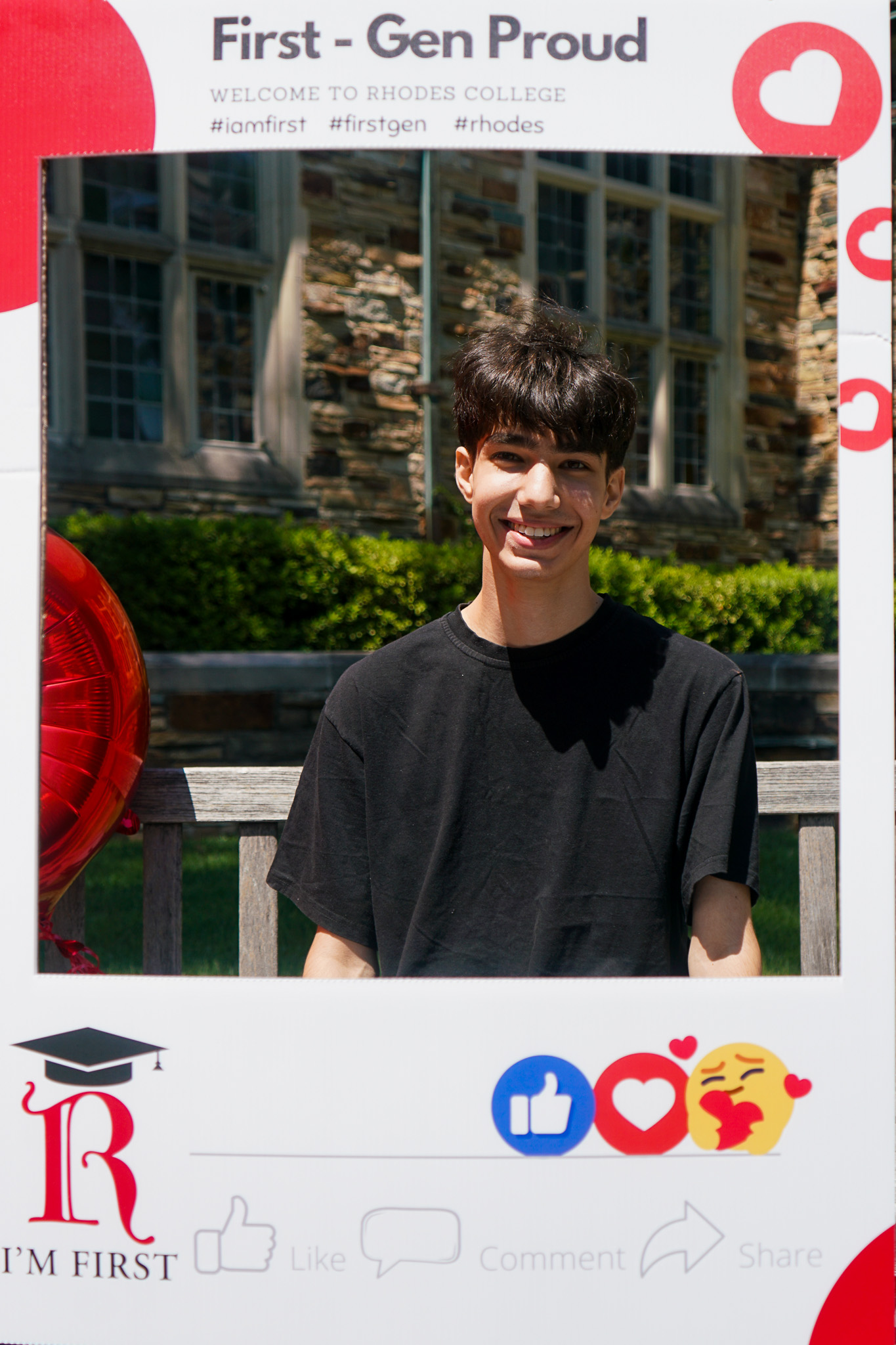 a poster featuring a student that says First-Gen Proud