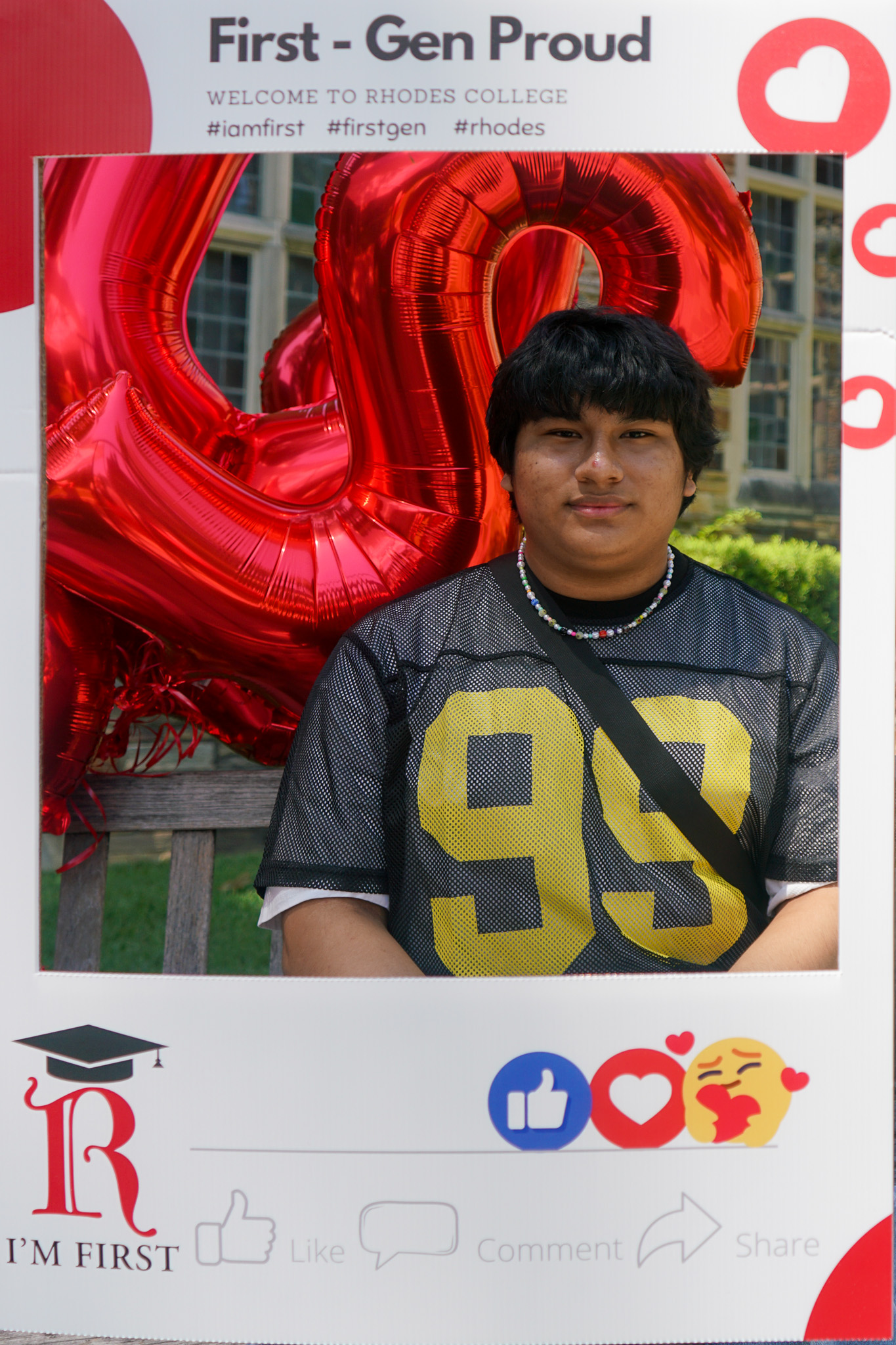 a poster featuring a student that says First-Gen Proud