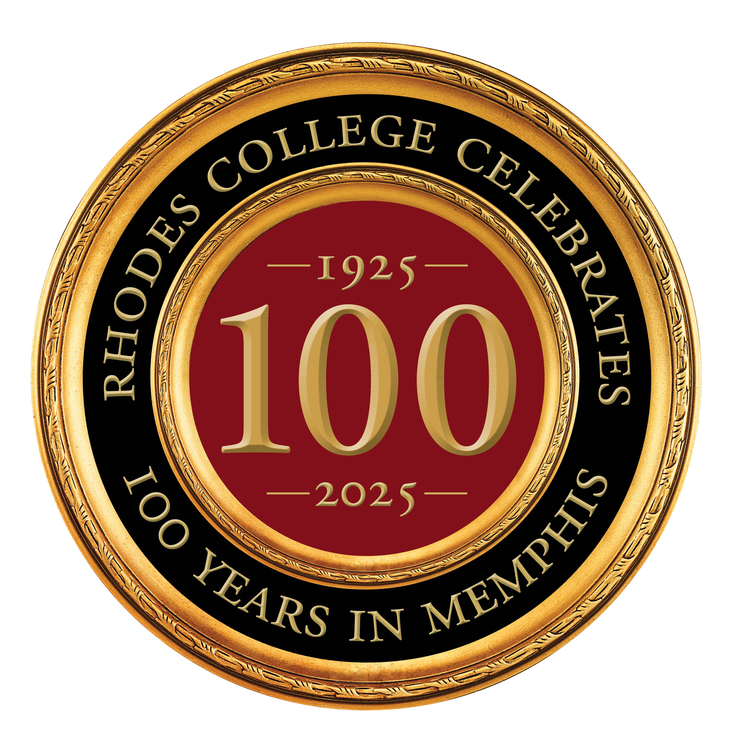 the logo of Rhodes'100th anniversary in Memphis