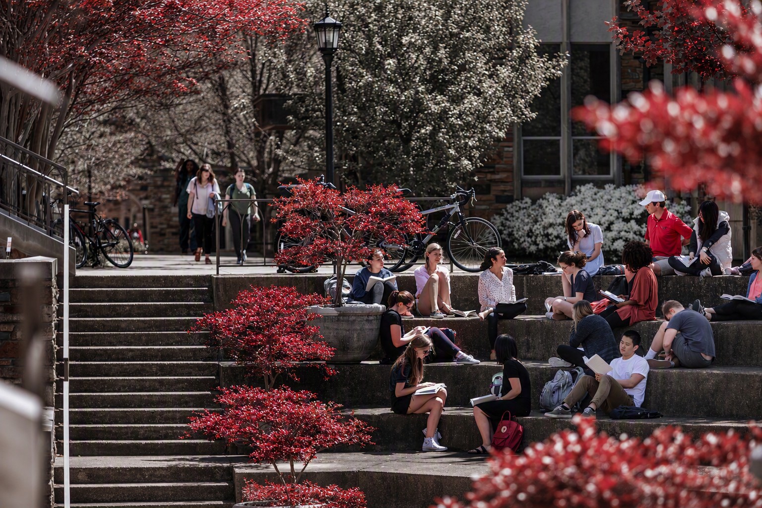 Students on the steps of FJ Amphitheater