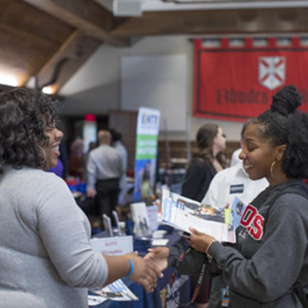 student at career fair