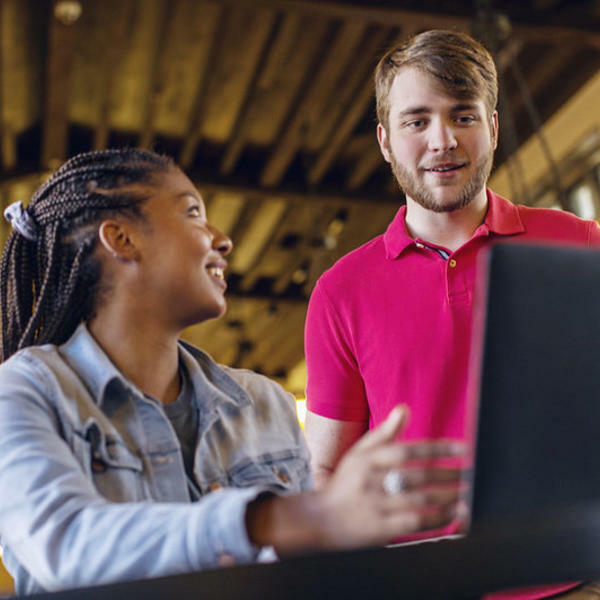 Student on a computer