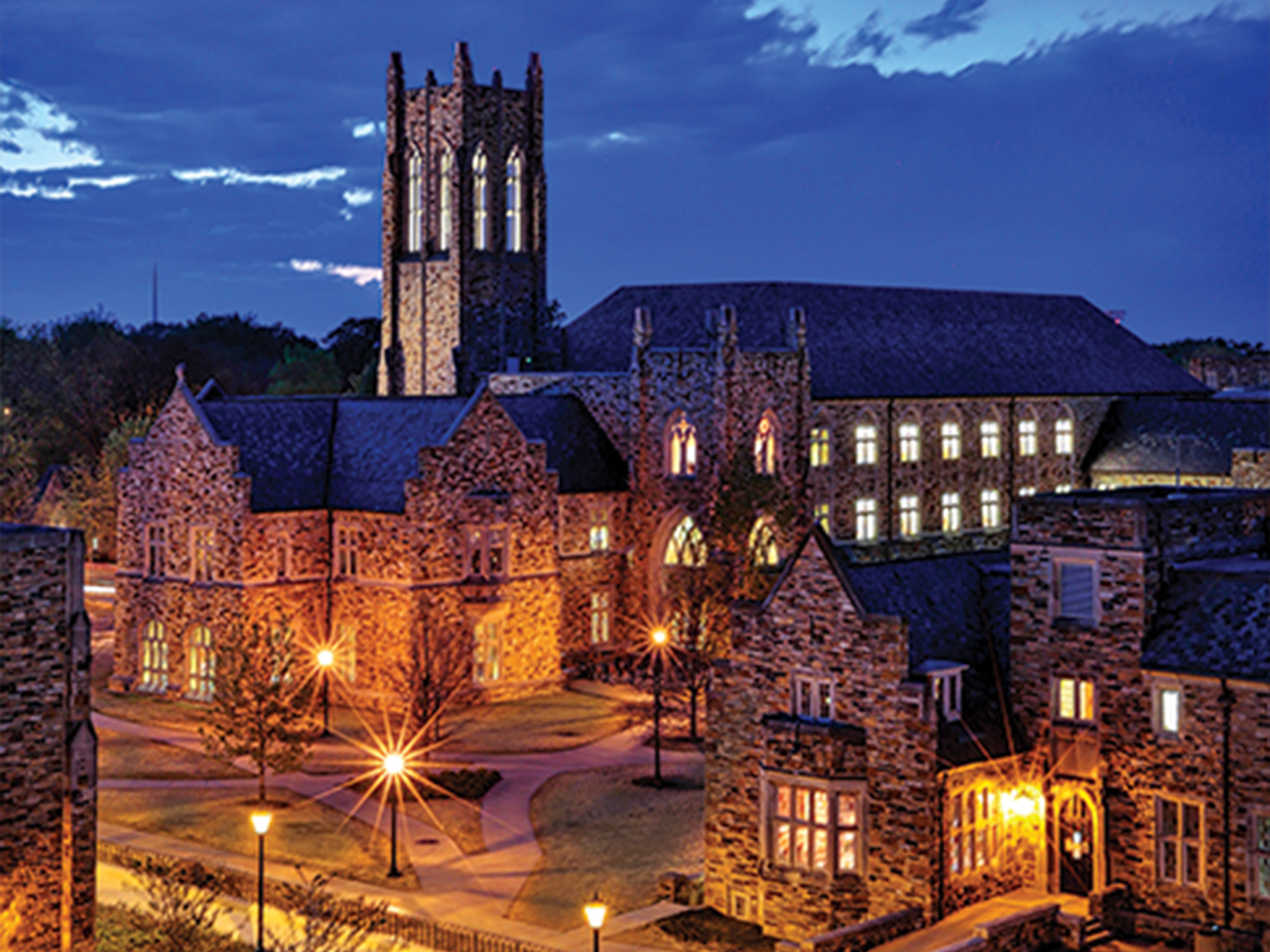 the barret library at night