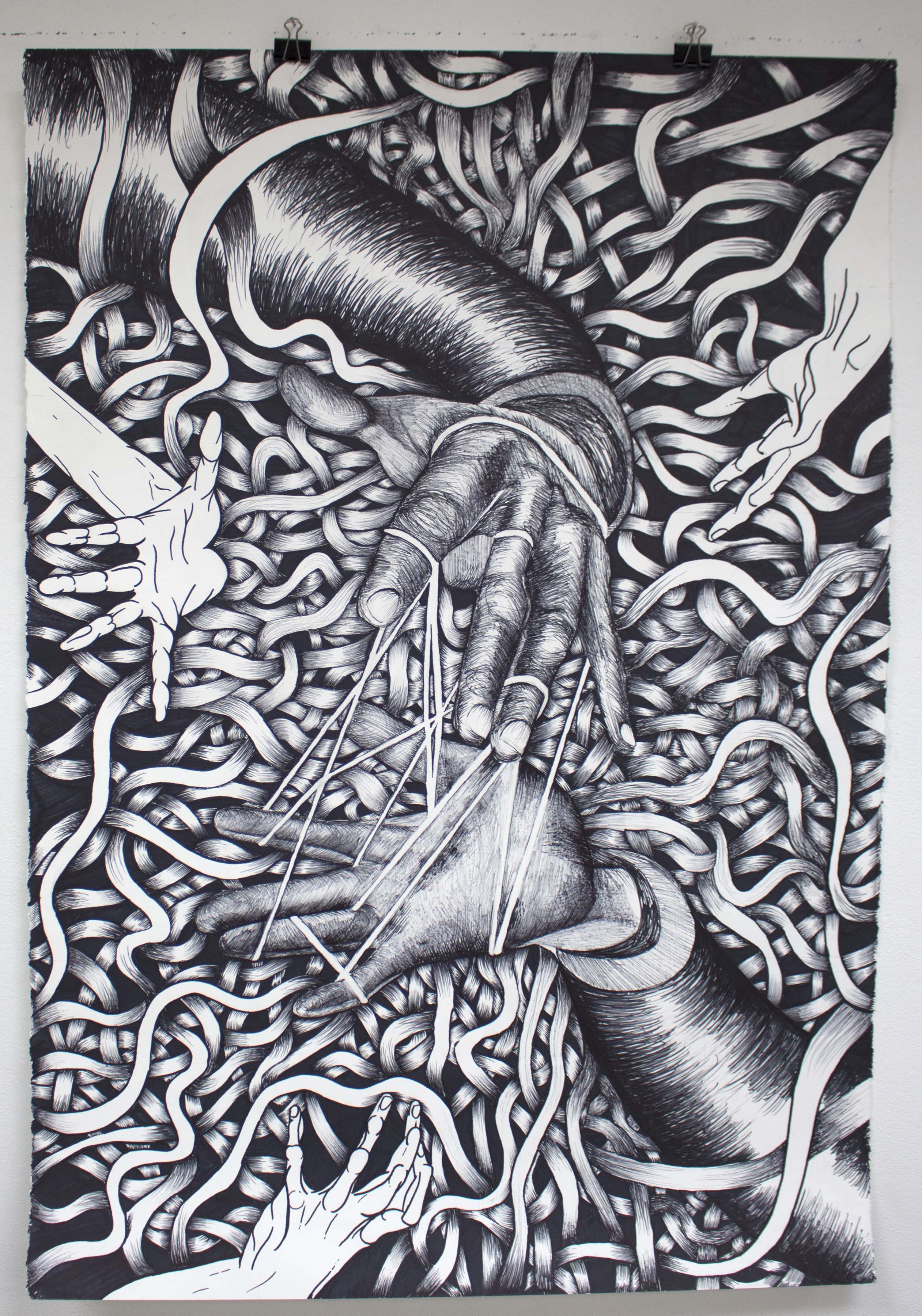 A drawing of hands