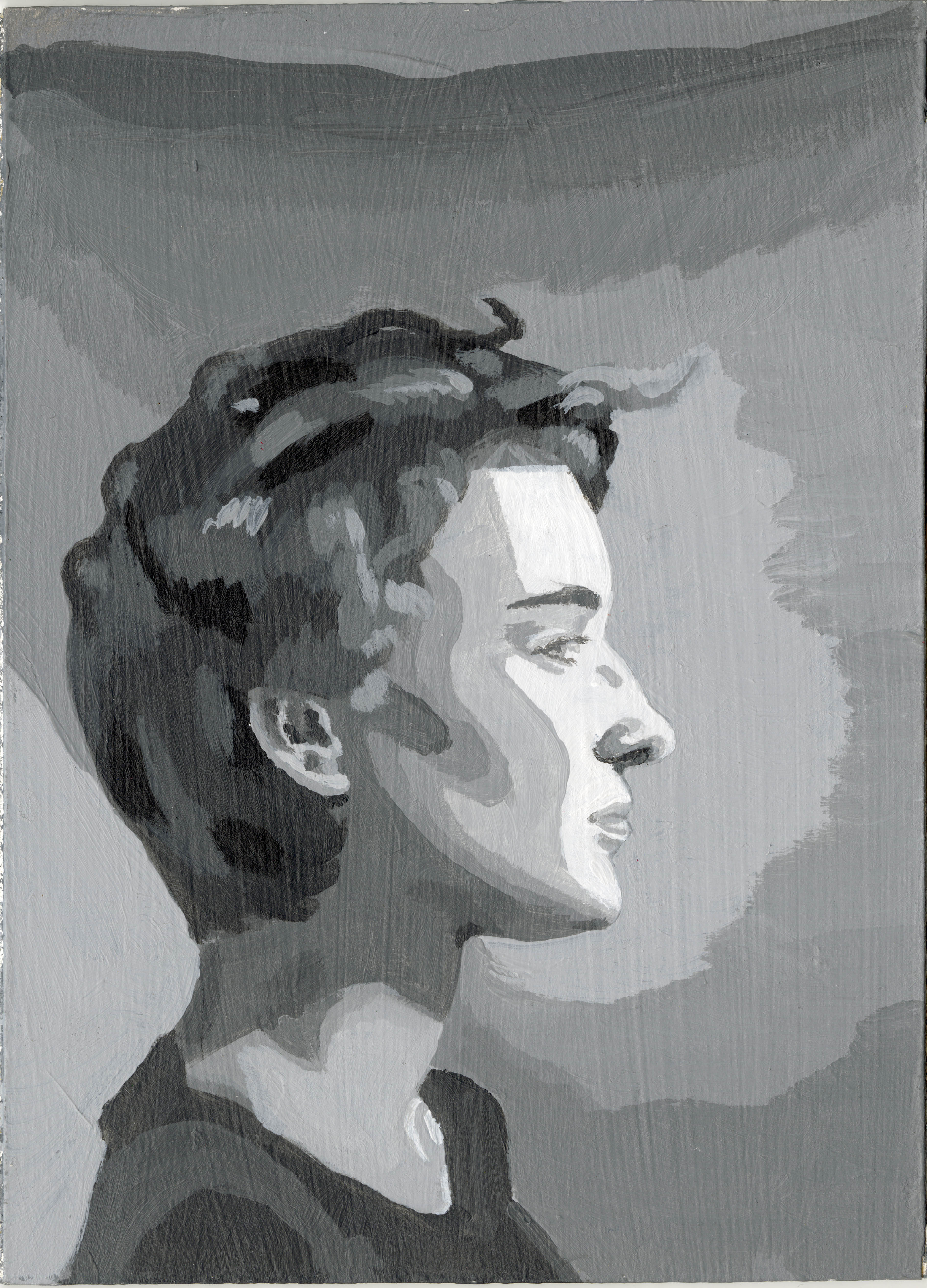 Painting of a profile portrait