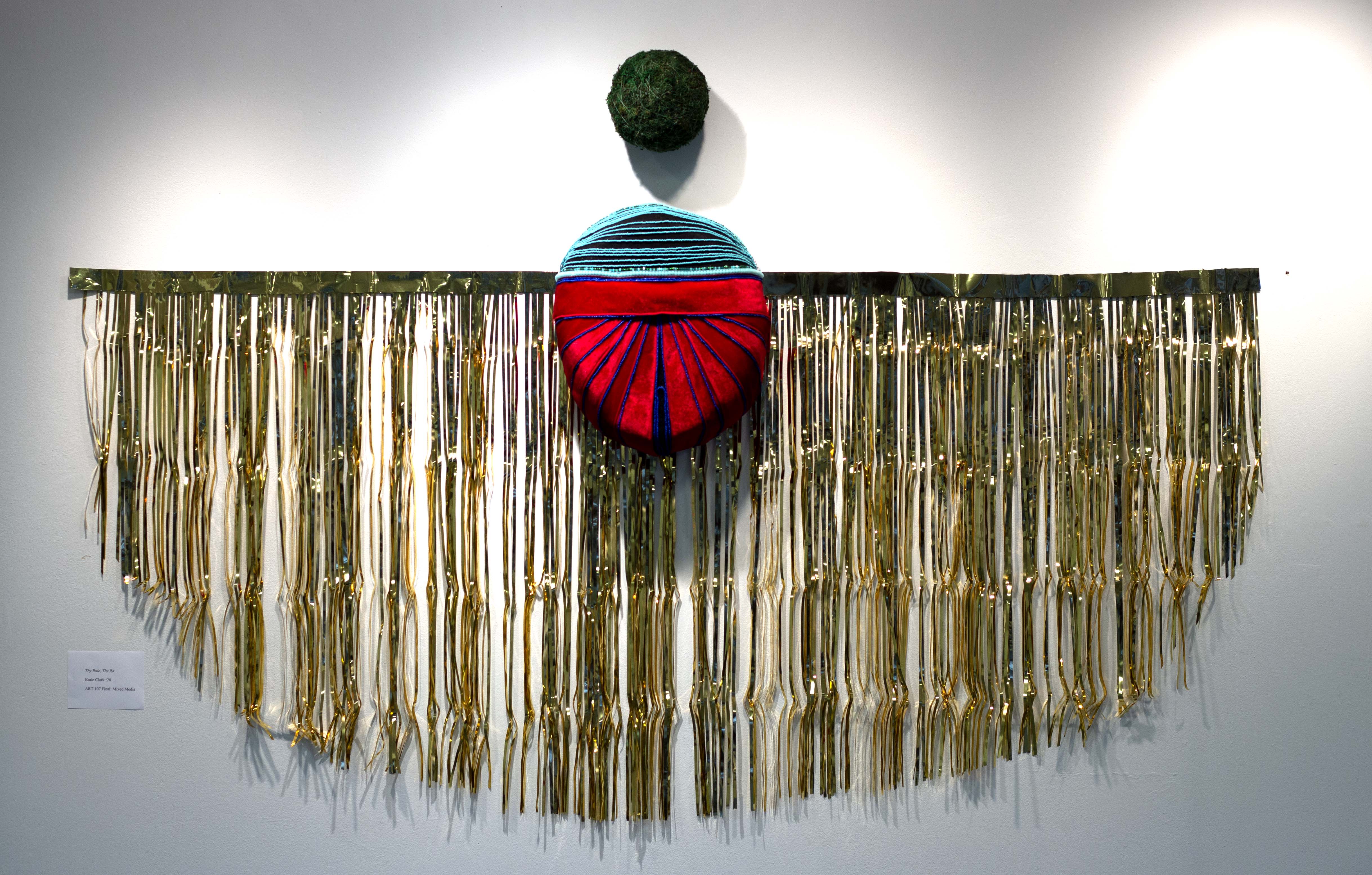 A sculpture on a wall