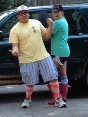 TWo male students wearing colorful socks