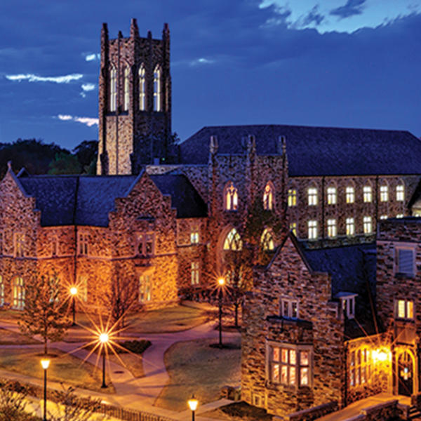 the barret library at night